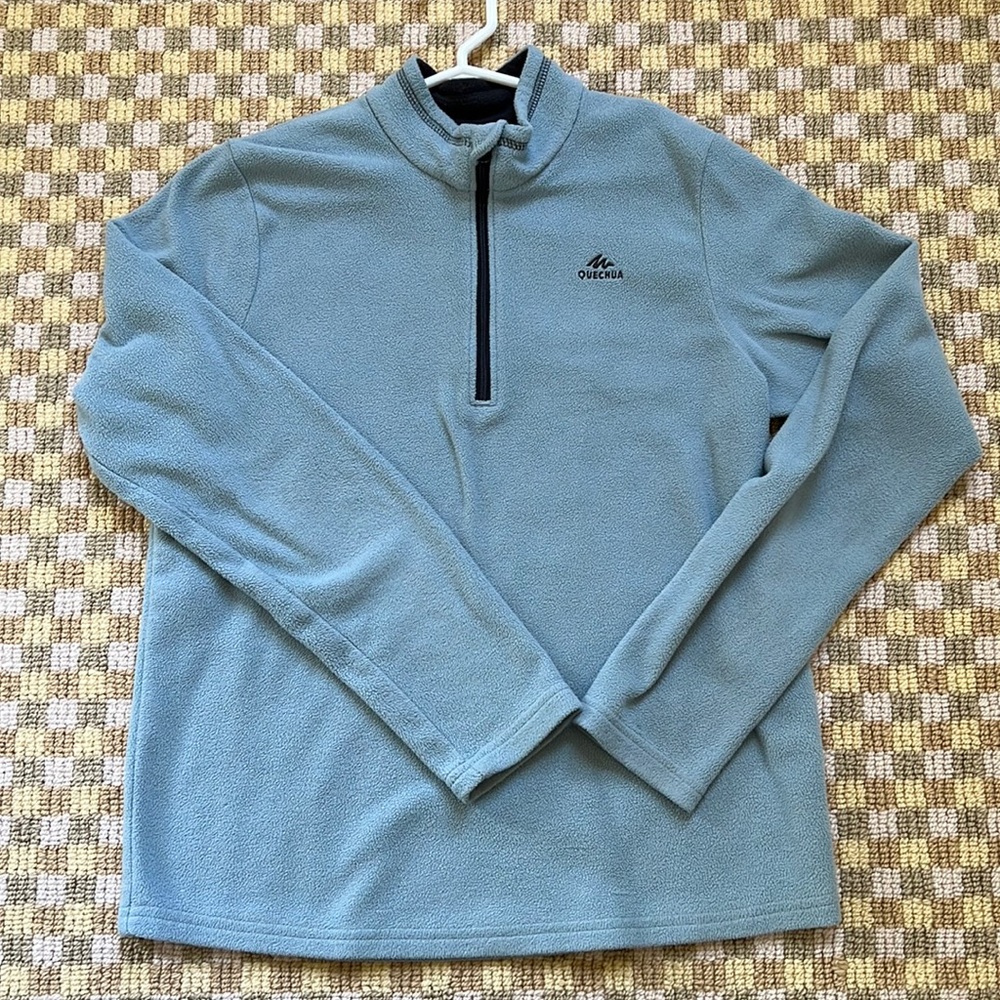 Decathlon QUECHUA Boys Light Blue Fleece Sweatshirt 1/4 zip Size 12